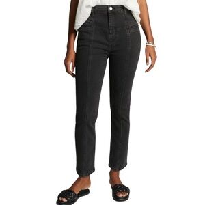 Anthropologie- Pilcro Jeans Women's Size 31 Black Denim Slim Straight High-Rise